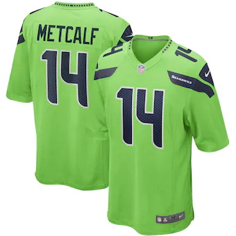 mens nike dk metcalf neon green seattle seahawks game jerse